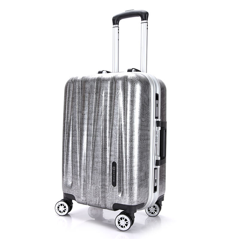 淘貓貓 ABS麻紋20寸24寸鋁框拉桿箱出差旅行箱 登機(jī)箱 行李箱 商務(wù)皮箱 托運(yùn)箱子 灰色20寸